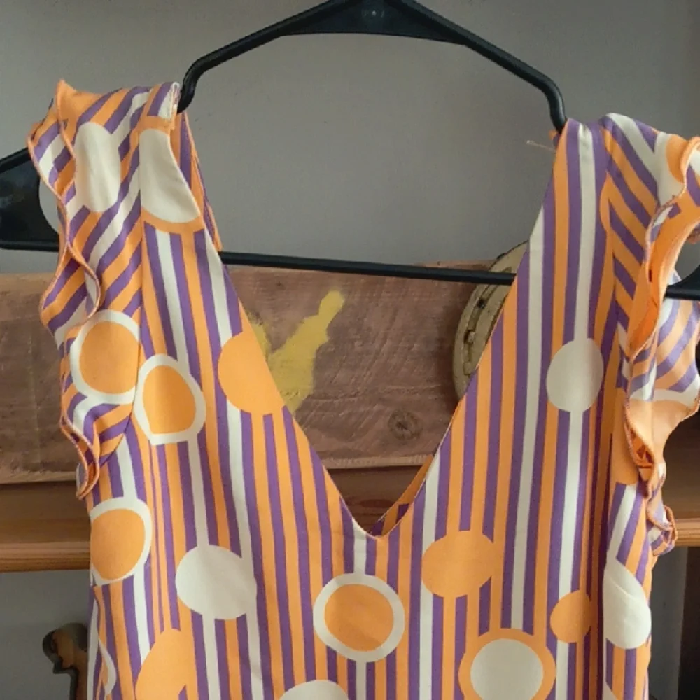 Marc Jacobs VINTAGE Geometric Silk Purple Orange Striped Sleeveless Mini Dress - Picture 3 of 8